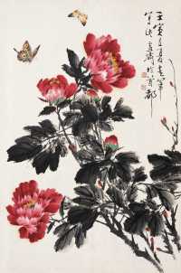王雪涛 壬寅（1962）年作 花卉蝴蝶 立轴
